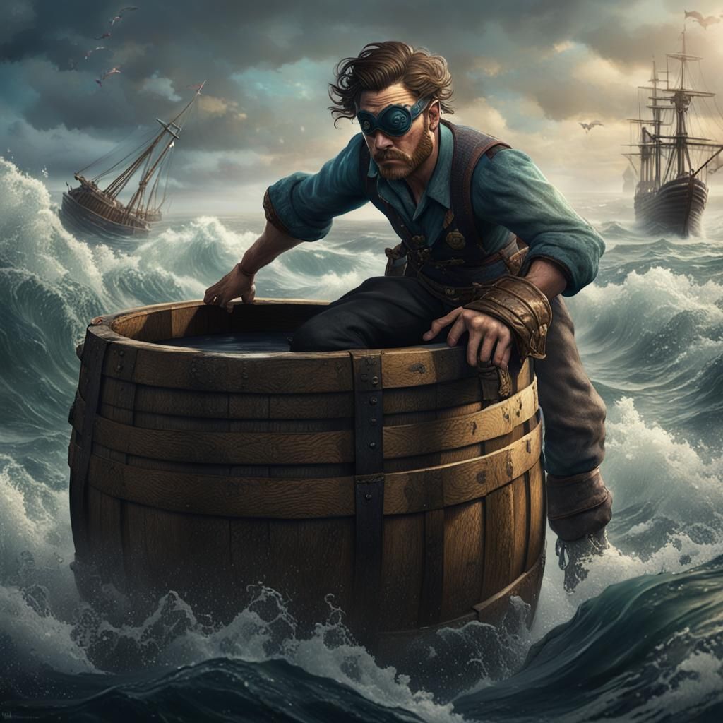 Fungal Pirate Adrift: A Detailed Matte Painting