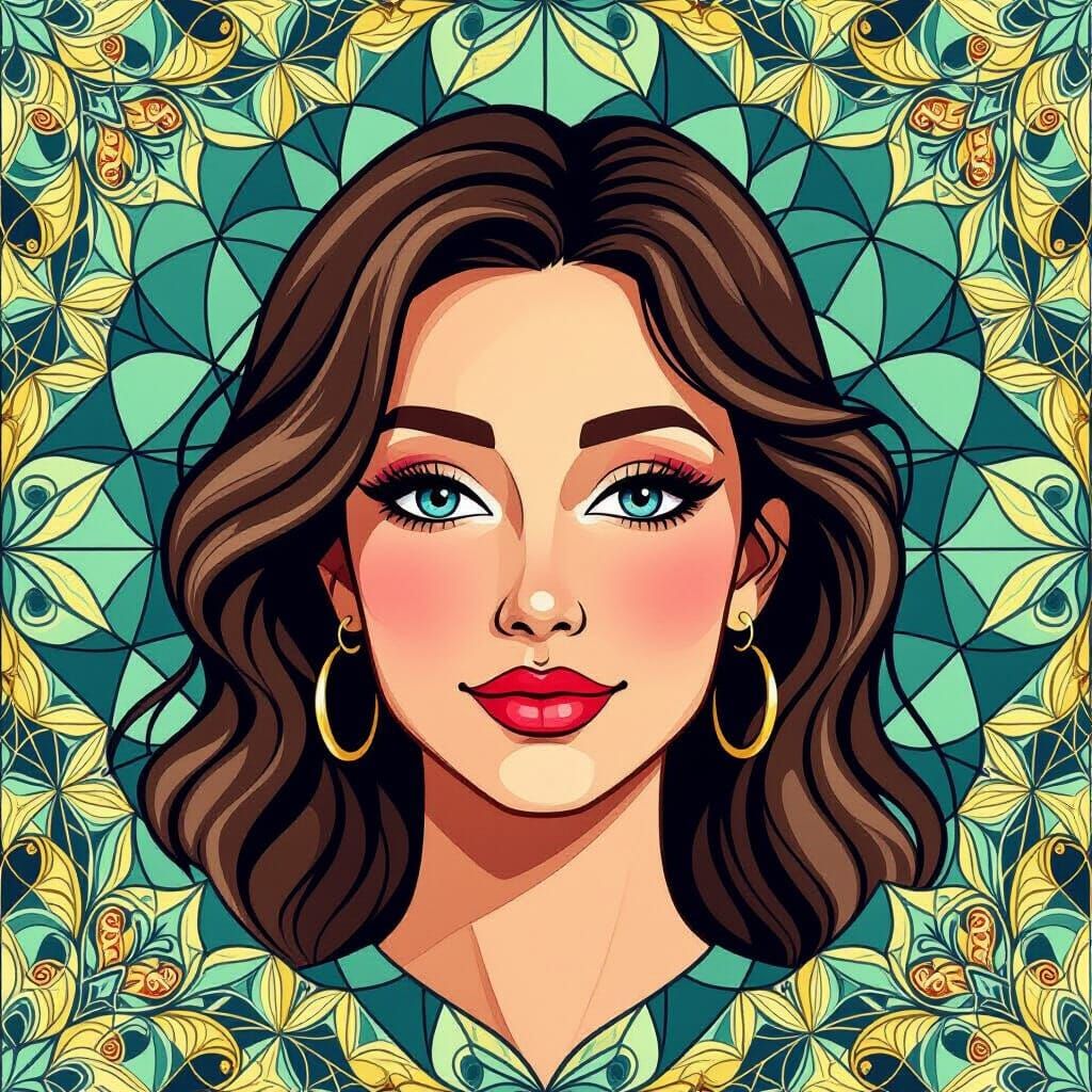 Geometric Portrait with Tessellation and Zentangle Art