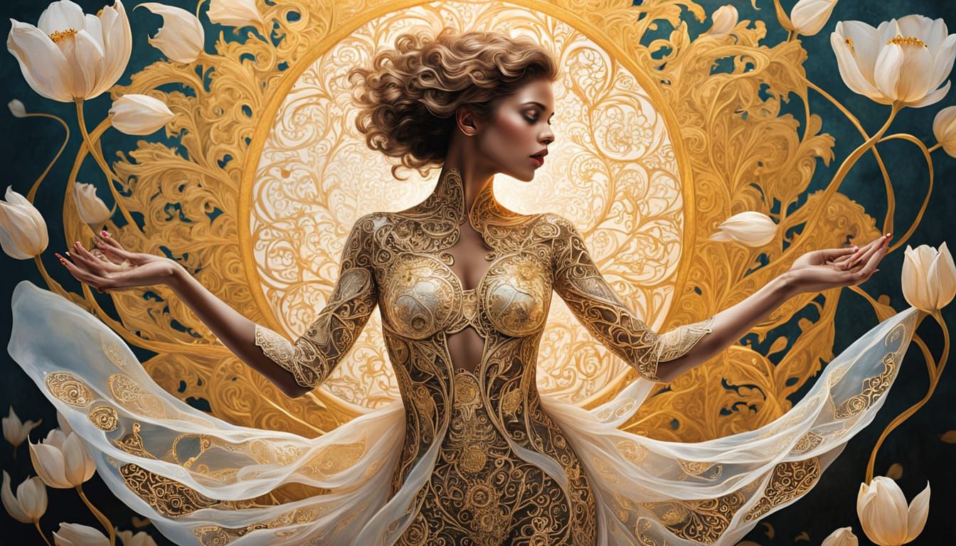 Empowered Woman Radiates Inner Strength in Whimsical Artisti...