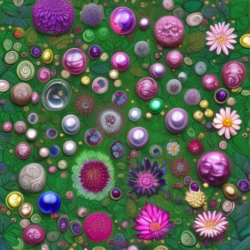 Ornate Gem-Colored Flowers Dissolving Into Orbs