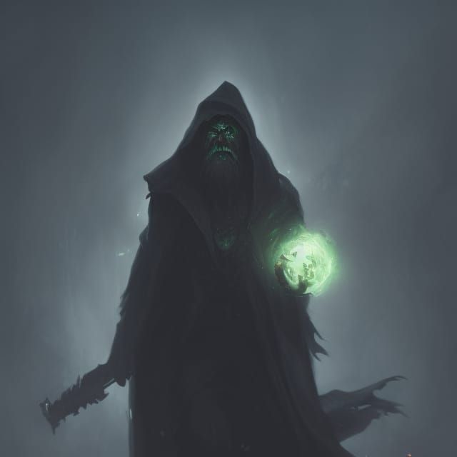 Dark Wizard with Green Magic Aura