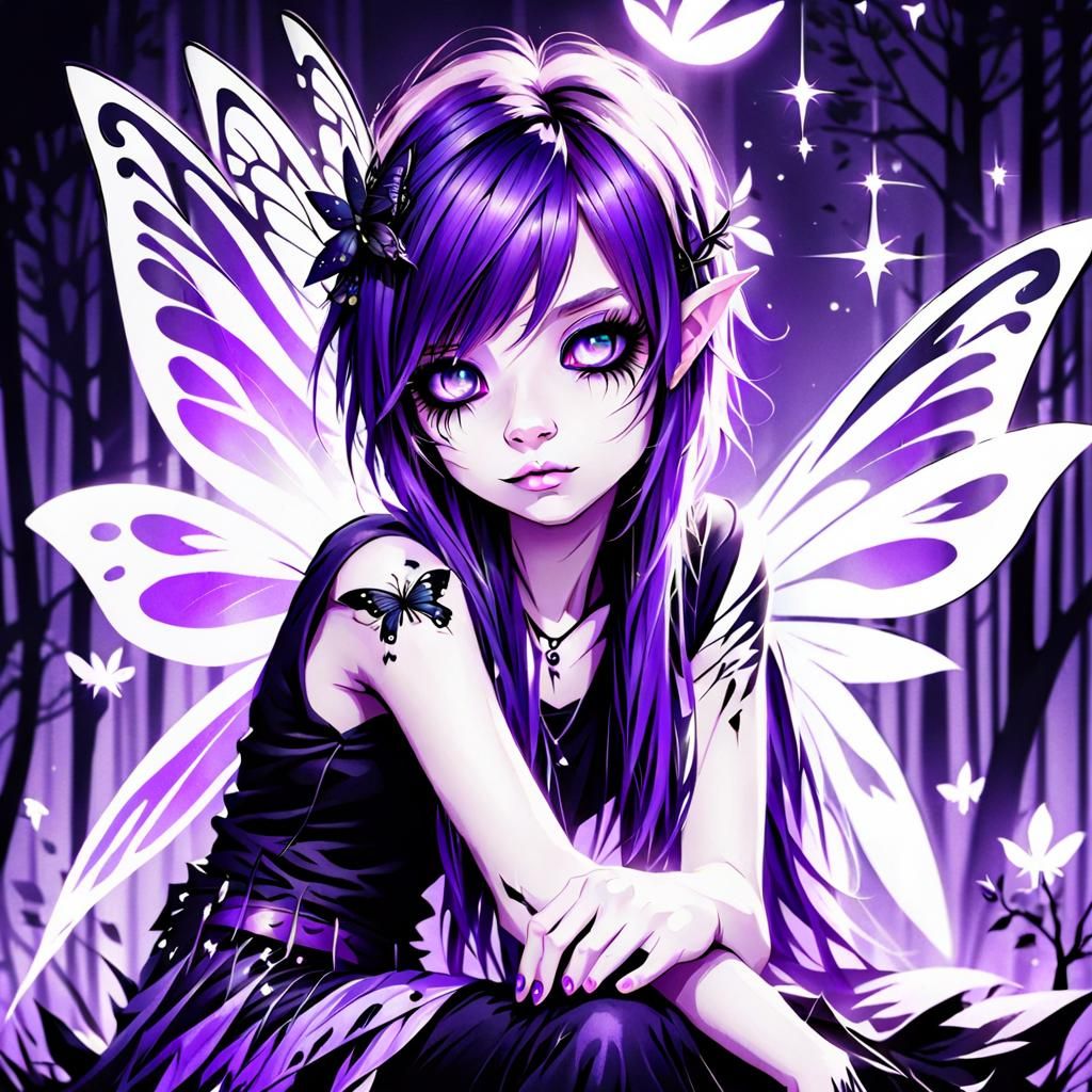 Purple Emo Fairy Digital Art