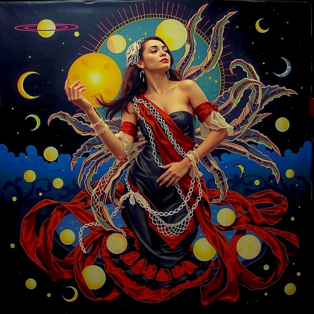 Avant Garde Dancer in Voluminous Lace Costume