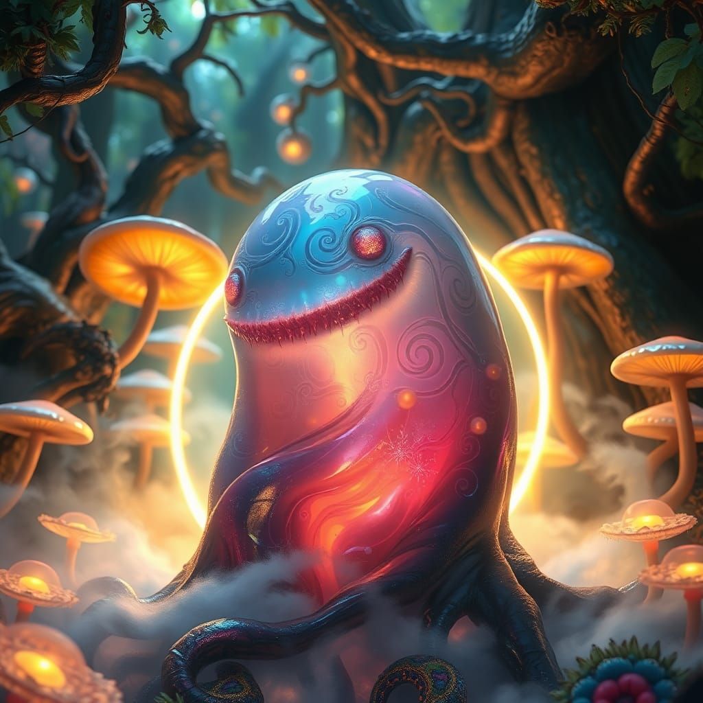 Mystical Slime Emerging from Iridescent Portal