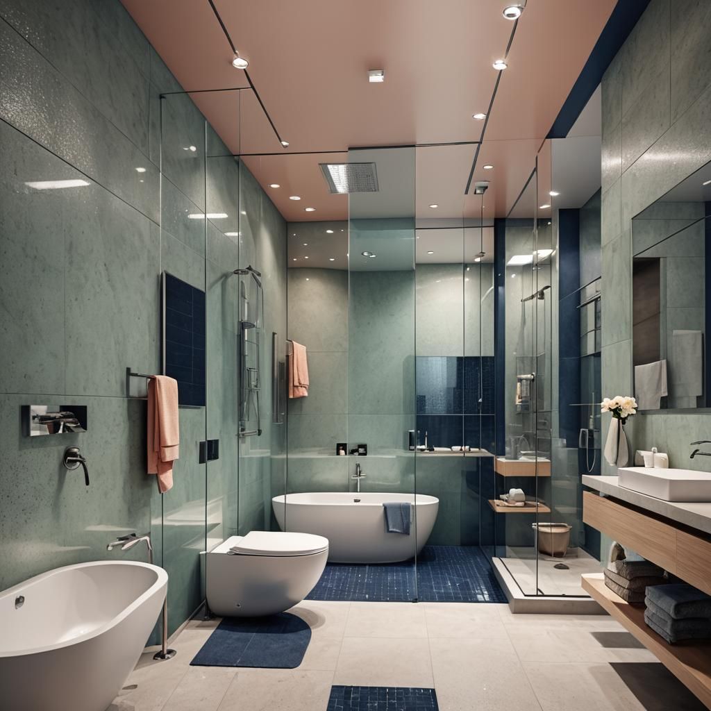 Sleek Modern Luxury Bathroom with Suspended Ceiling