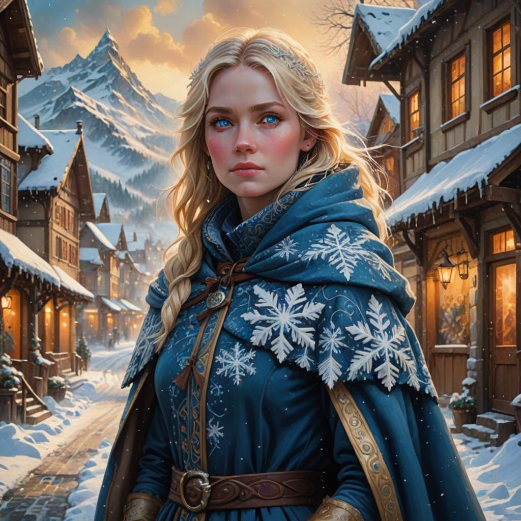 Snowy Vigil: A Fantasy Oil Painting