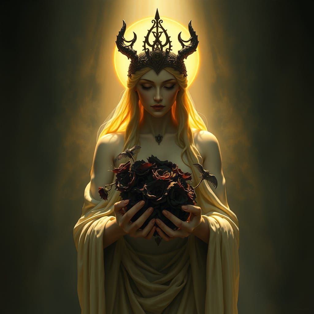 Astarte Cradles Flowers in Renaissance Style