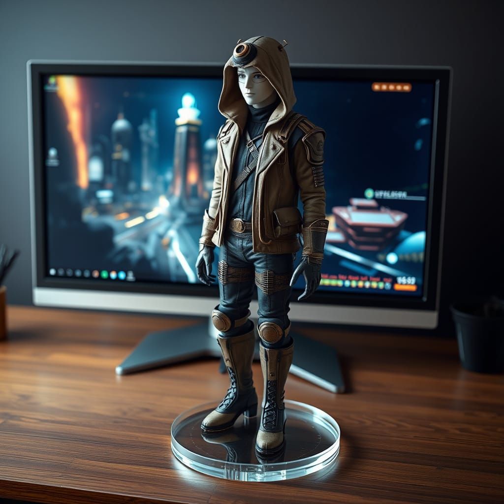 Steampunk Mannequin with Cyberpunk Elements in Studio Lighti...