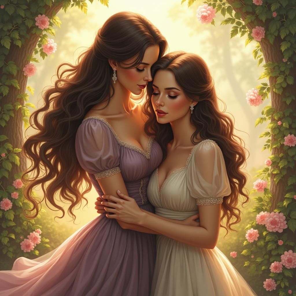 Mother and Daughter in Ethereal Spring Light