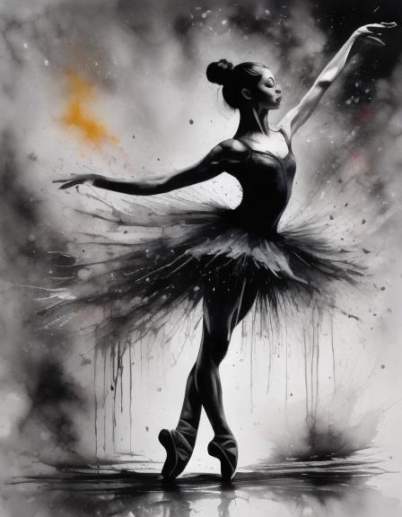 Ballerina Silhouette in Stained Glass Style