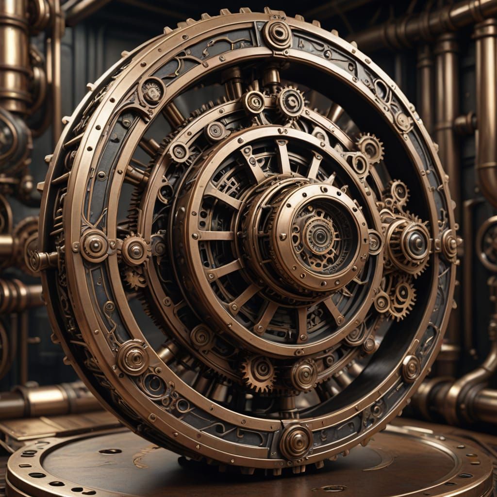 Steampunk Mobius Strip Sculpture in Intricate Detail