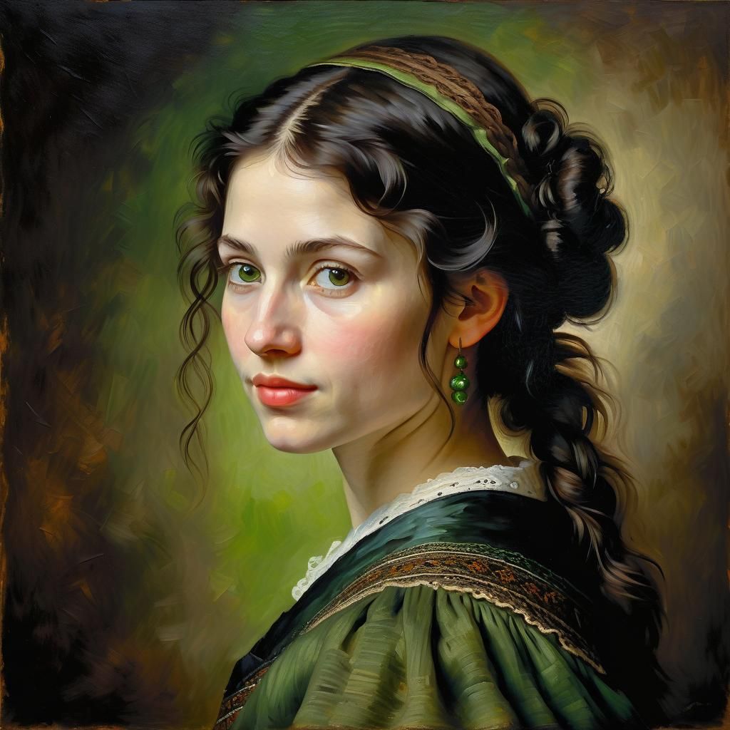 Rembrandt-Style Oil Portrait of a Woman
