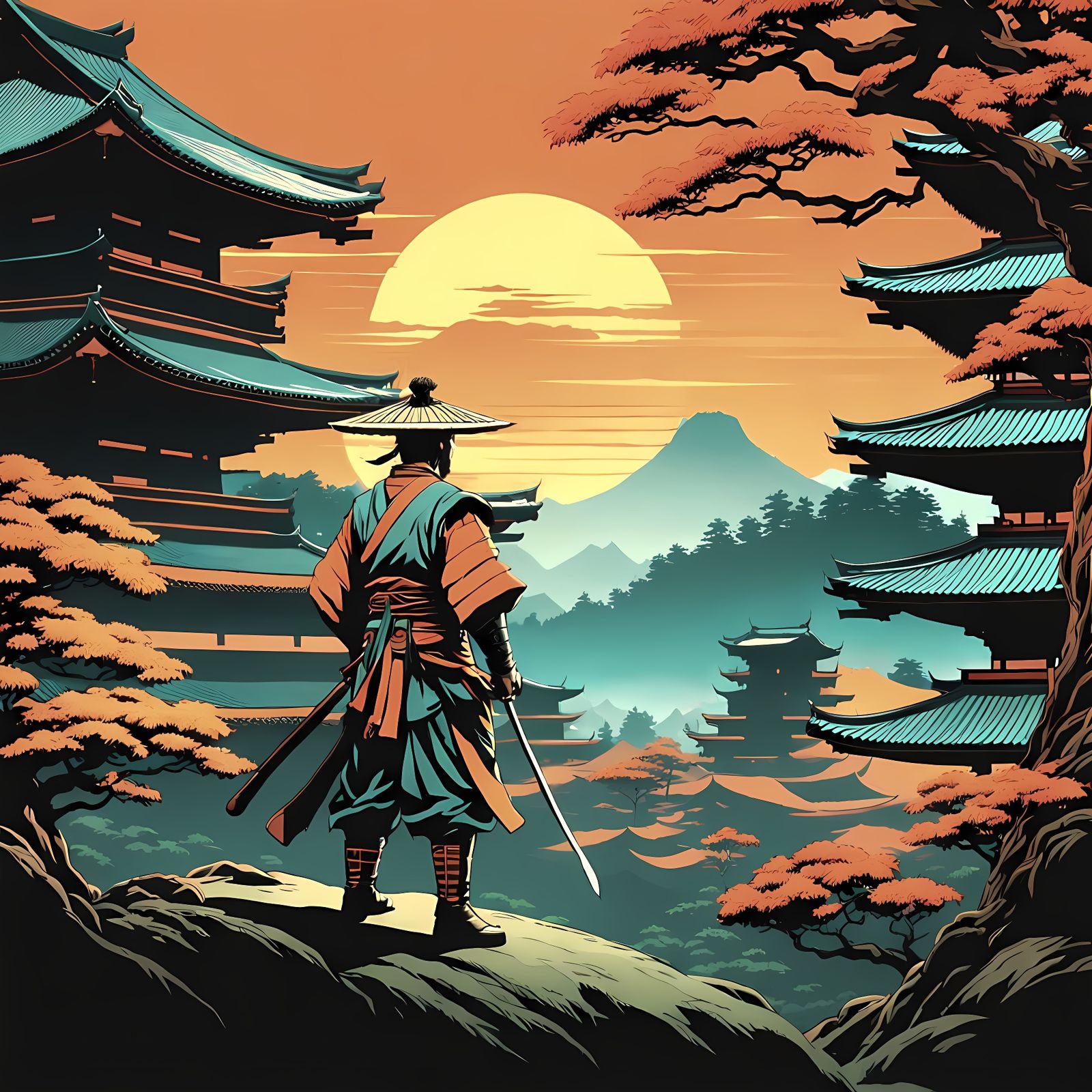 Emotionally Charged Historical Scene with Lush Greenery