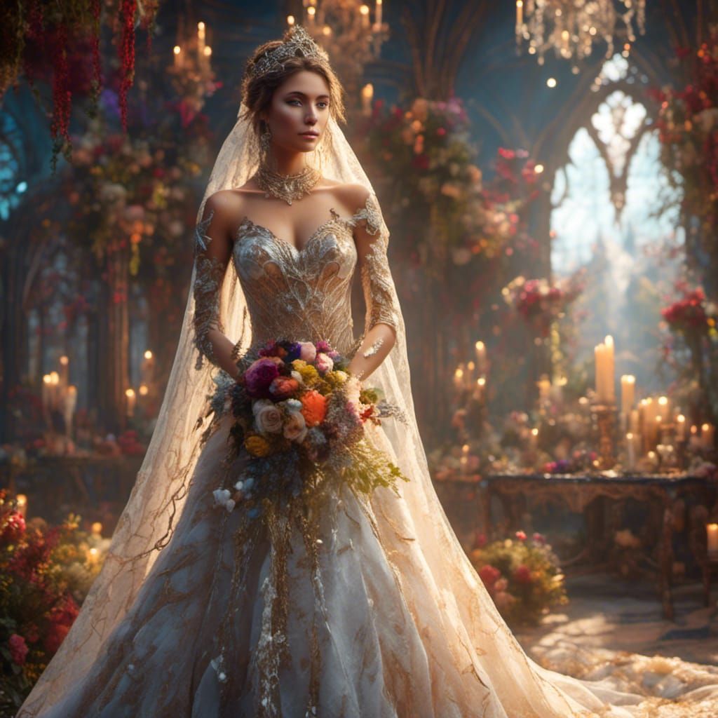 Elegant Bride in Detailed Matte Painting Style