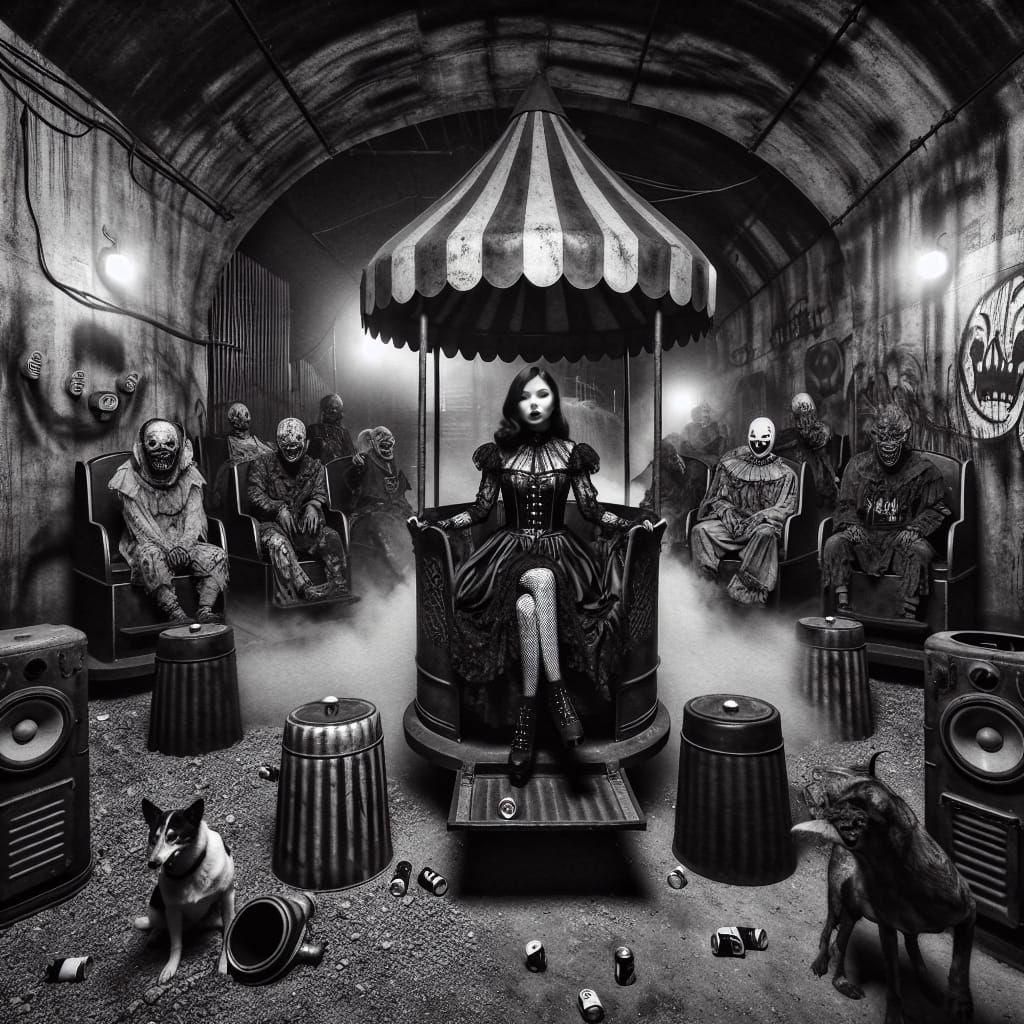 Steampunk Carnival Ride with Gothic Asian Woman