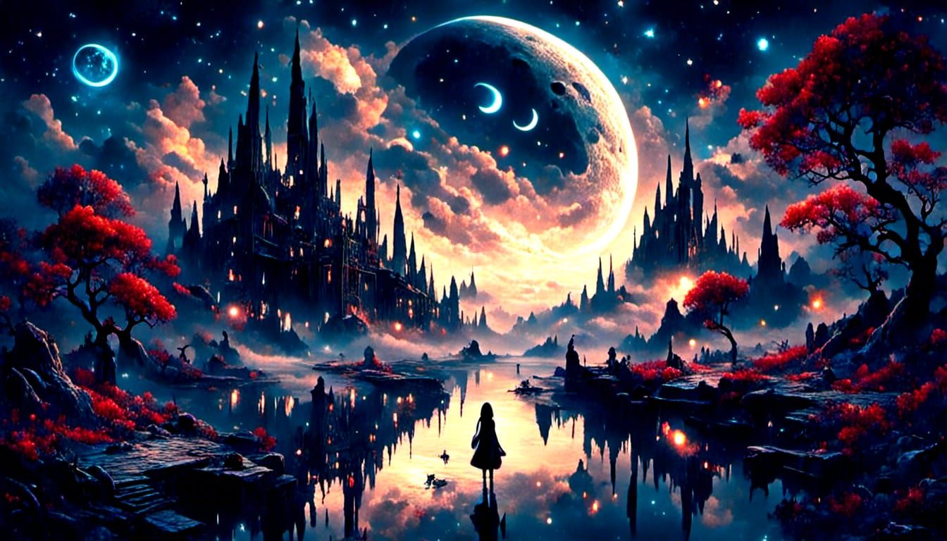 Surreal Yin Yang: Summer Sunrise and Winter Moon