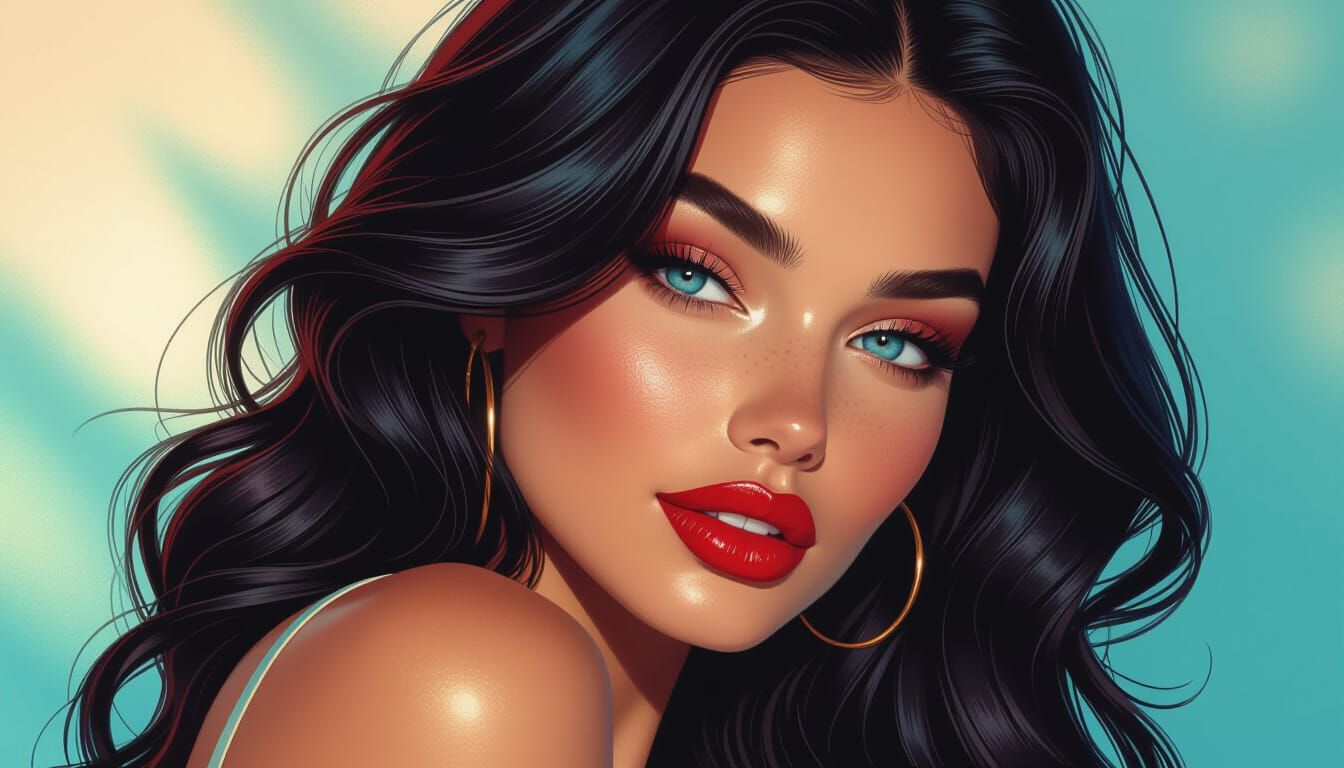 Italian Model with a Charming Smile as Impasto Oil Painting