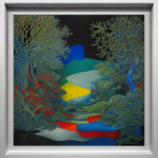 Surrealist Painting in Rackham and Hockney Style