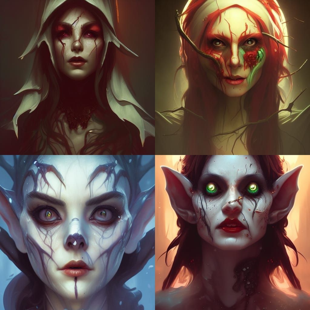 Elf Halloween Horror Portrait in Hyperdetailed Style