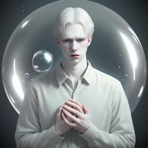 Man Holds a Fragile World Bubble