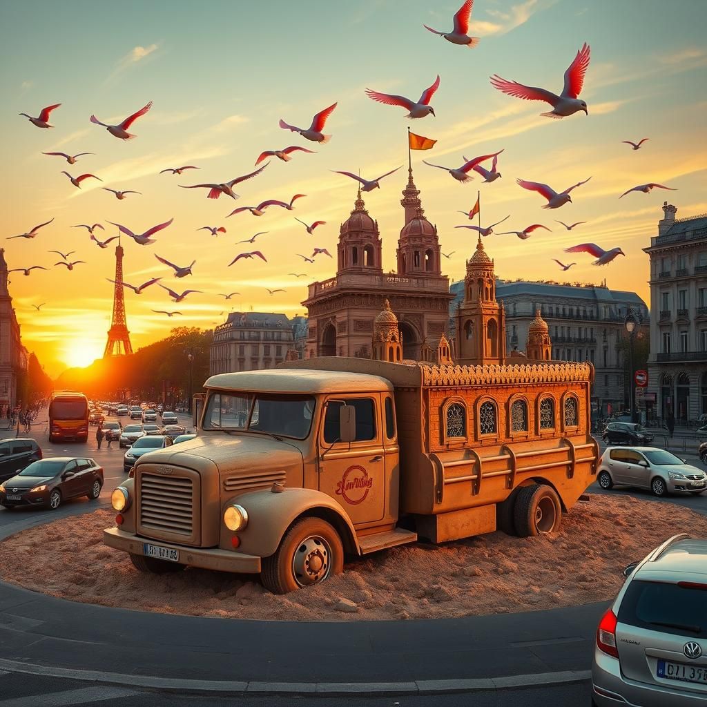 Parisian Sandcastle Truck at Sunset