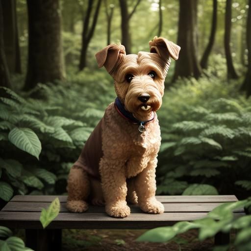 Airedale Terrier Portrait in Forest Clearing