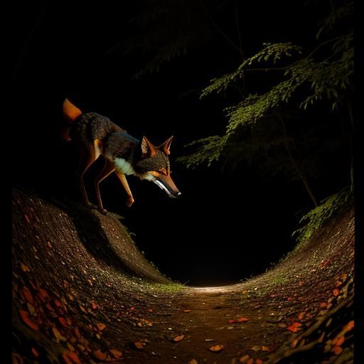Red Wolf Leaps into Forest Hole: 16th Century Style