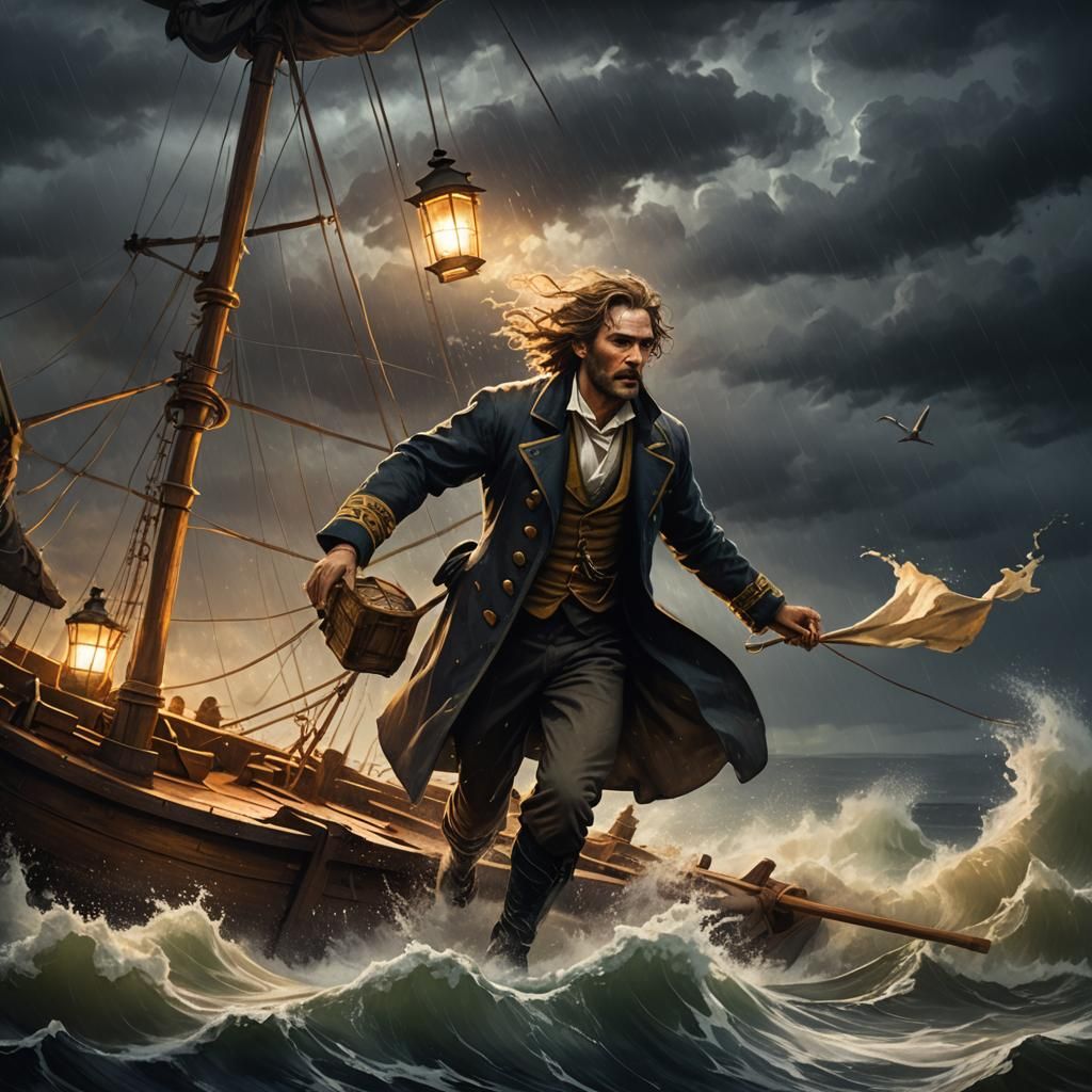 Dramatic Shipwreck Scene as Oil Painting in Chiaroscuro