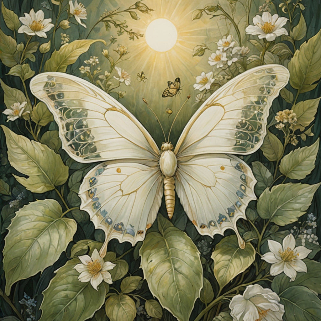 Whimsical White Butterfly in Watercolor Style