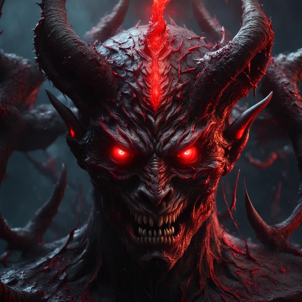 Scary Dark Demon with Red Aura in 4K