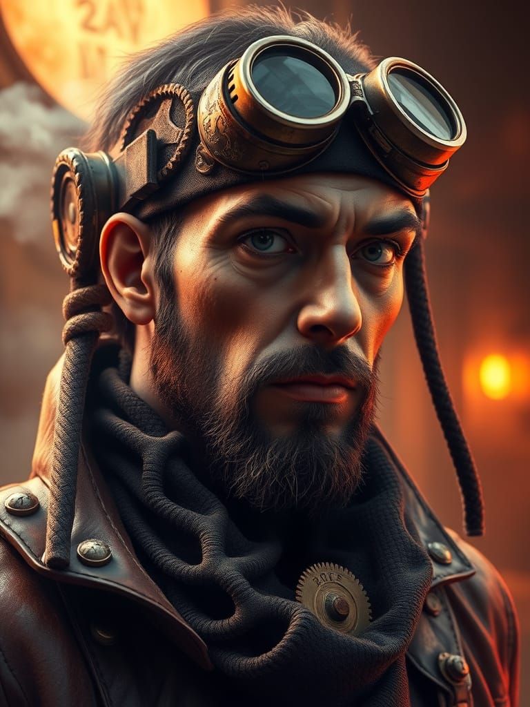 Steampunk Character Portrait with Intricate Details