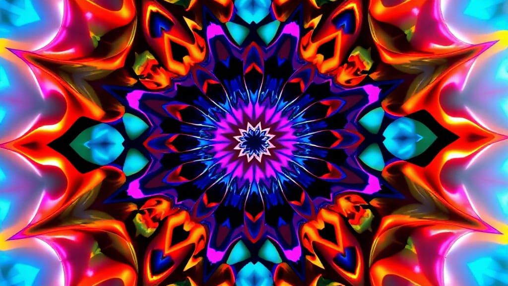 Ethereal Kaleidoscope Pattern in Vibrant, Saturated Colors