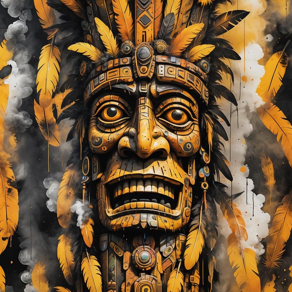 Vibrant Street Art Indian Totem Pole