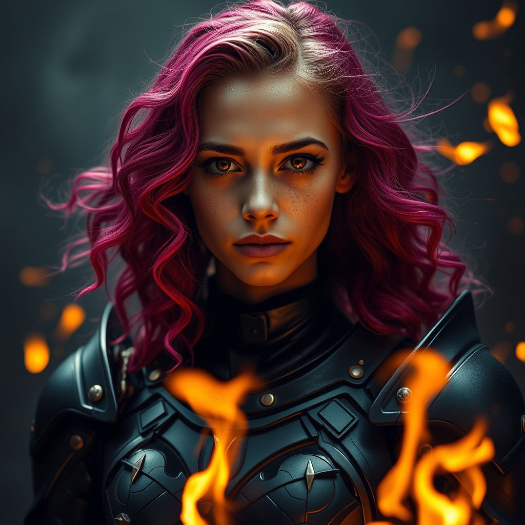 Fiery Futuristic Warrior in Cinematic Lighting
