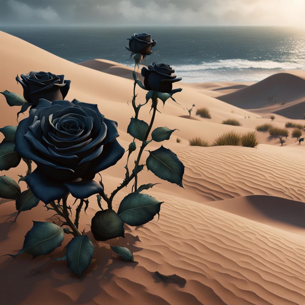 Black Roses Bloom by the Sea: Fantasy Concept Art