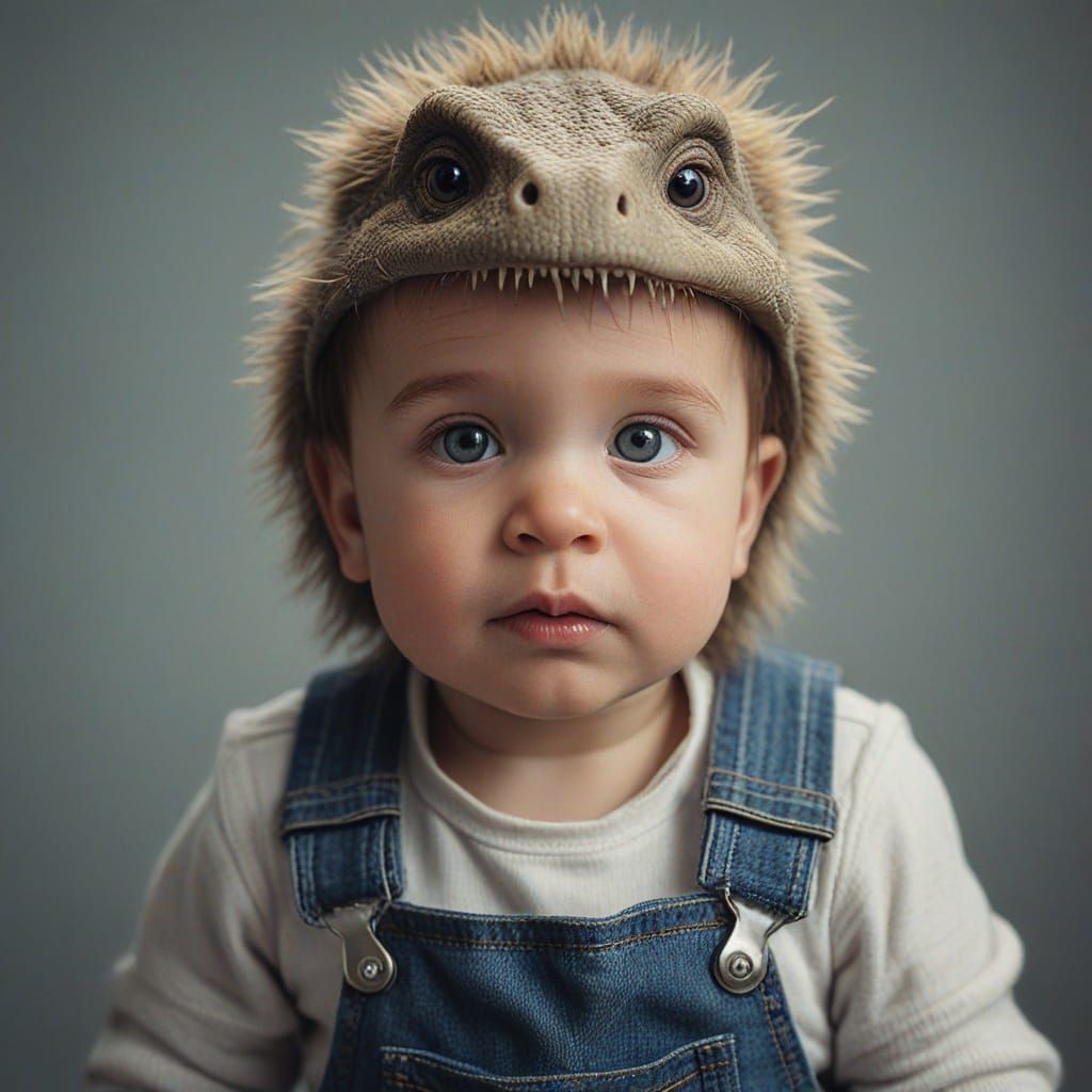 Baby Dinosaur in Dungarees: Portrait Photography