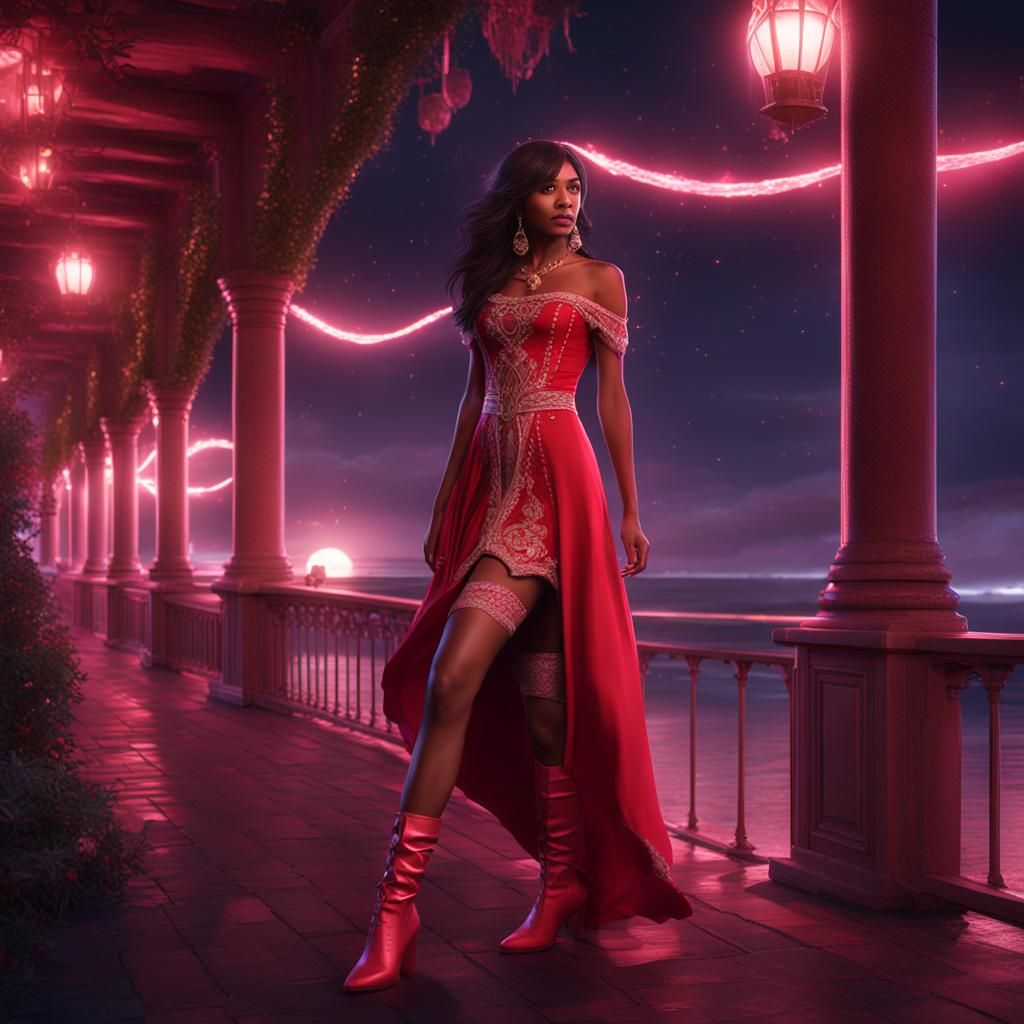 Jasmine on Daytona Beach: Detailed Matte Painting