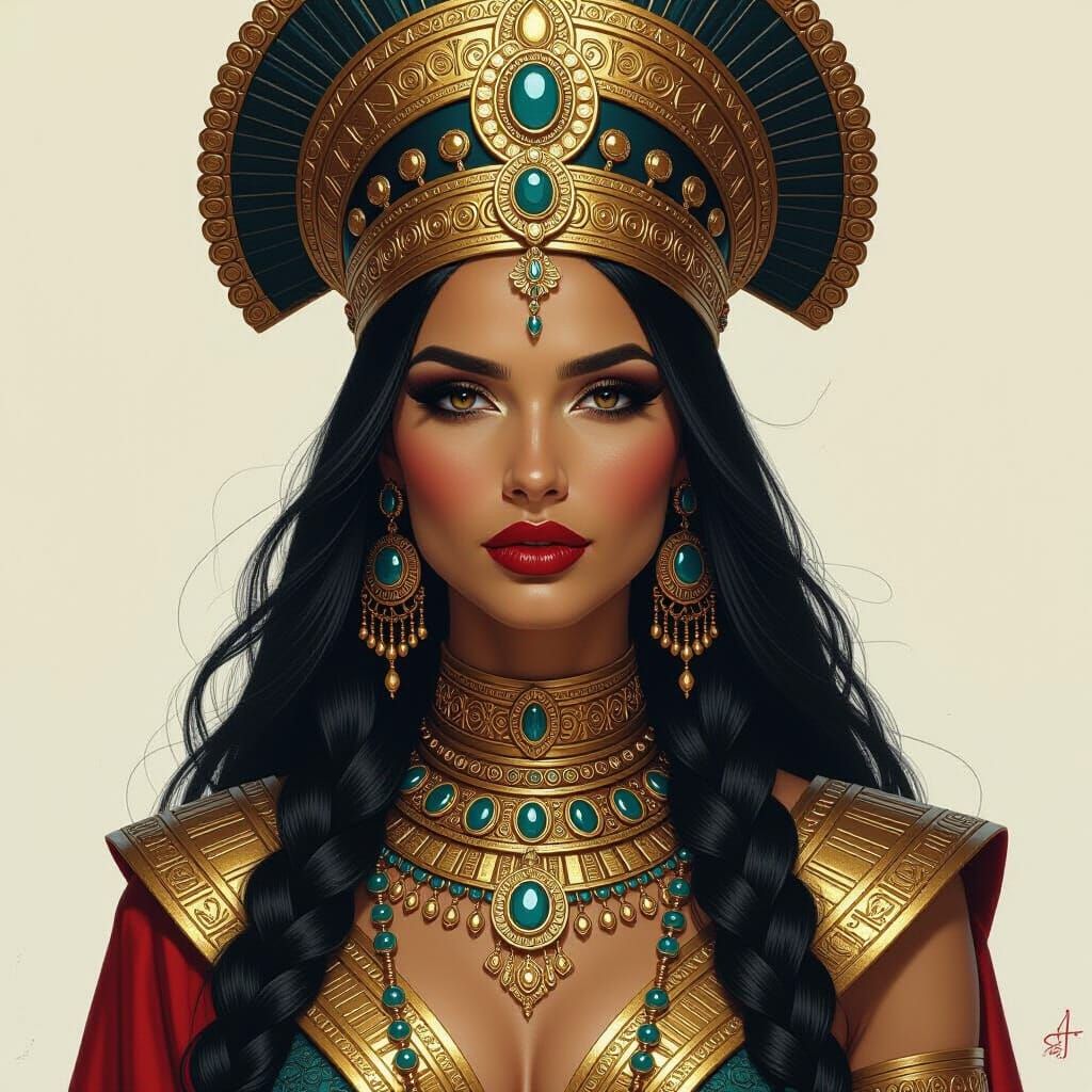 Sumerian Queen in Gold, Silver, and Bronze