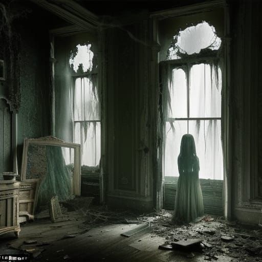 Eerie Haunted House with Ghost Apparitions