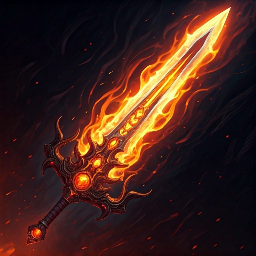 Surreal Fire Elemental Sword with Radiant, Blazing Blade