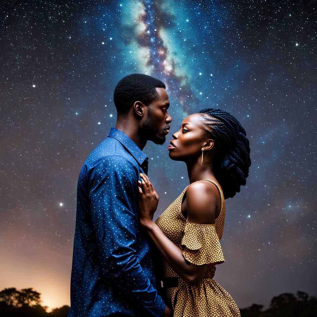 Confrontation Under Starry Sky: Nigerian Man and Woman