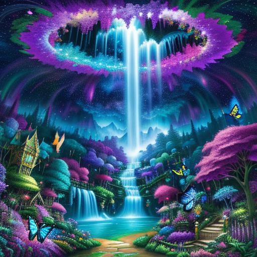 Butterfly Fairyland Dreamscape: Holographic Astral Illustrat...