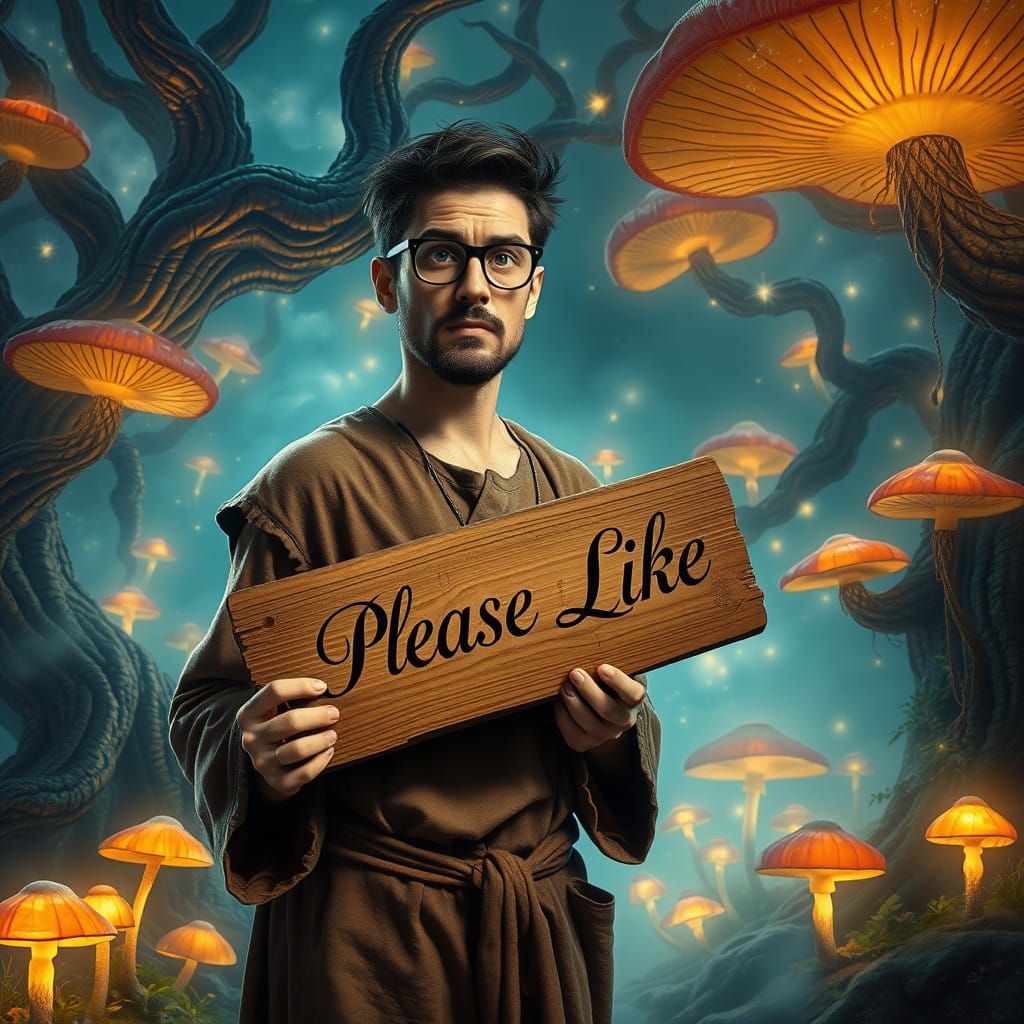 Enigmatic European Wanderer in Whimsical Dreamscape