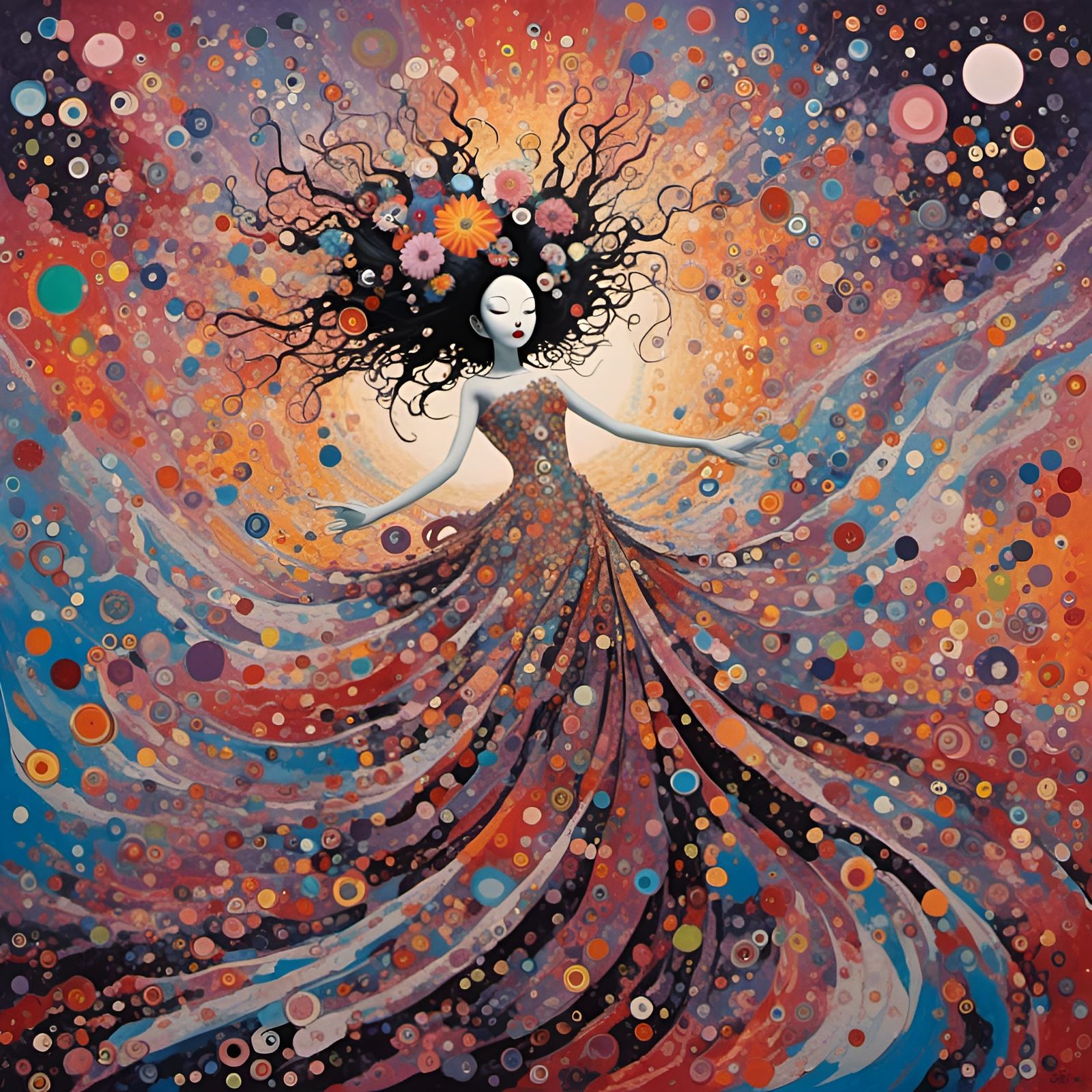 Energetic Dancers in Acrylic, Toyism Style