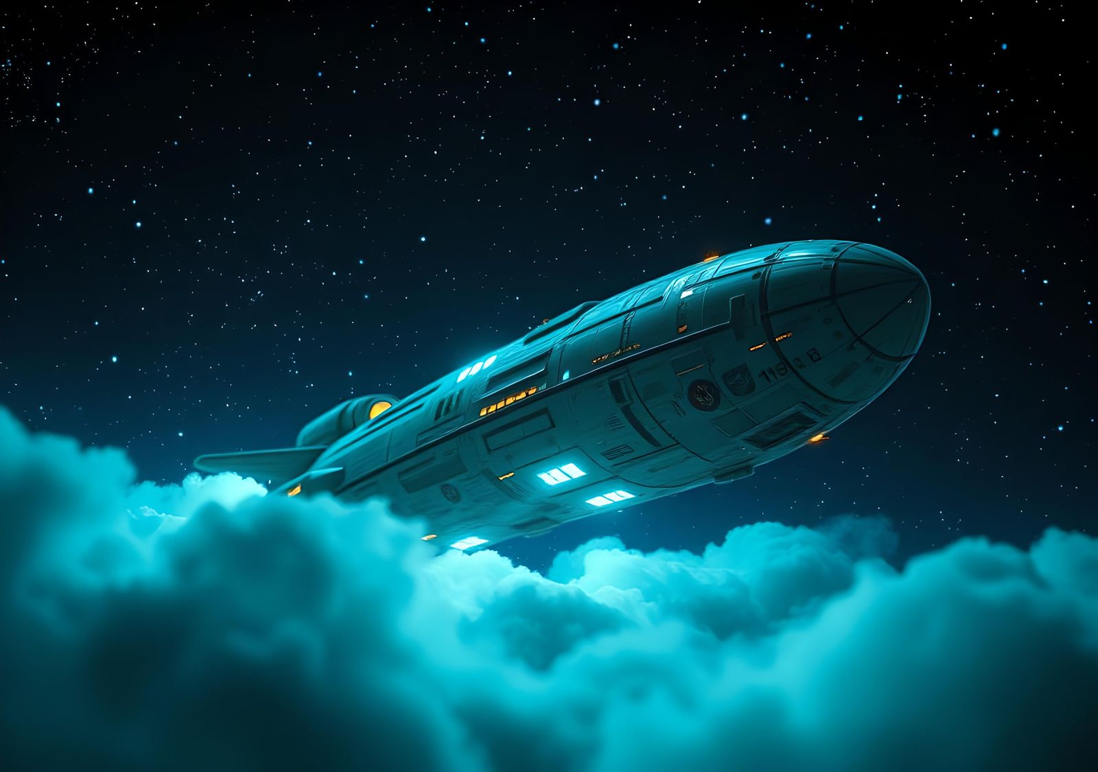 Organic Spaceship in Van Gogh Space: Sci-Fi Miniature