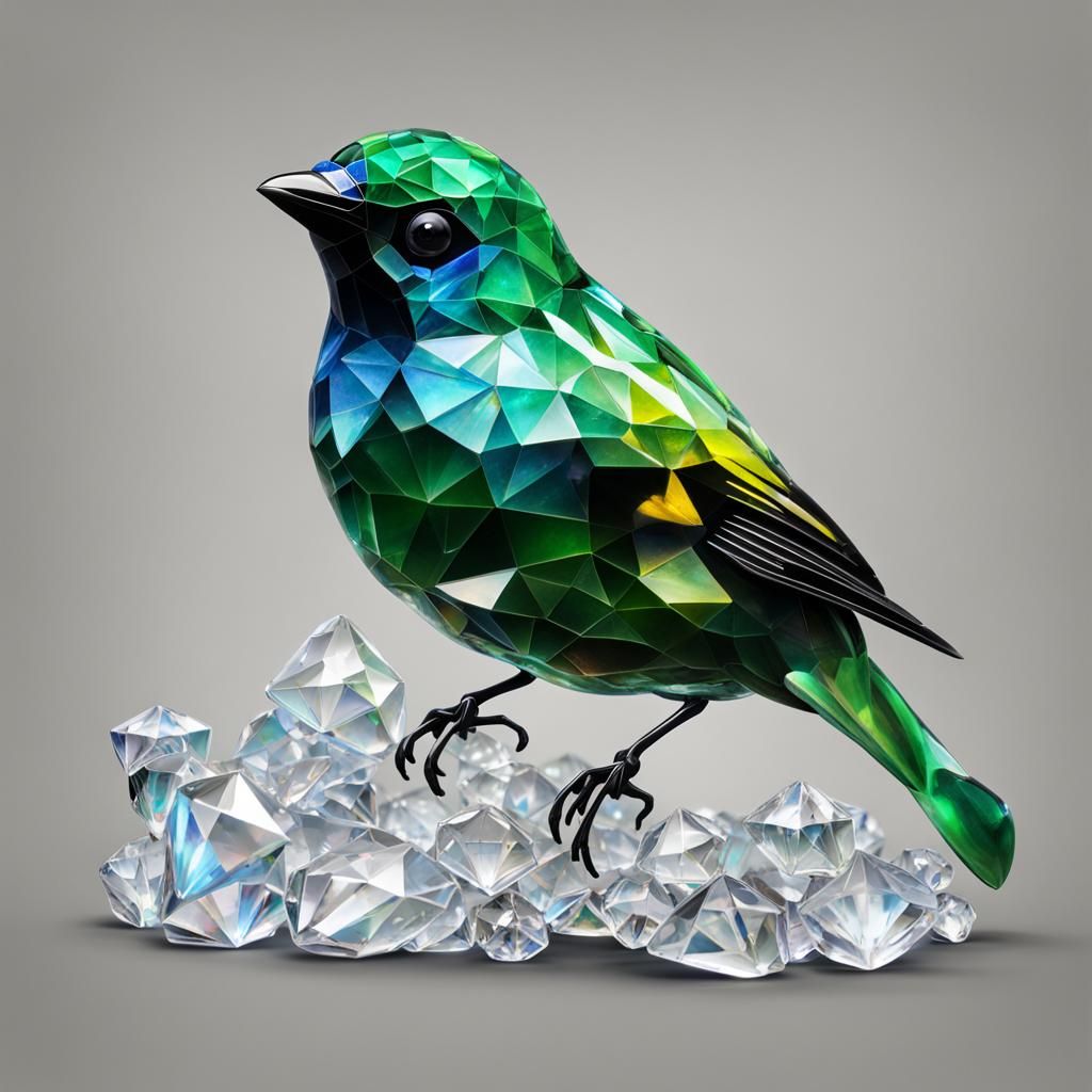 Crystal Green-Headed Tanager in Fantasy Style