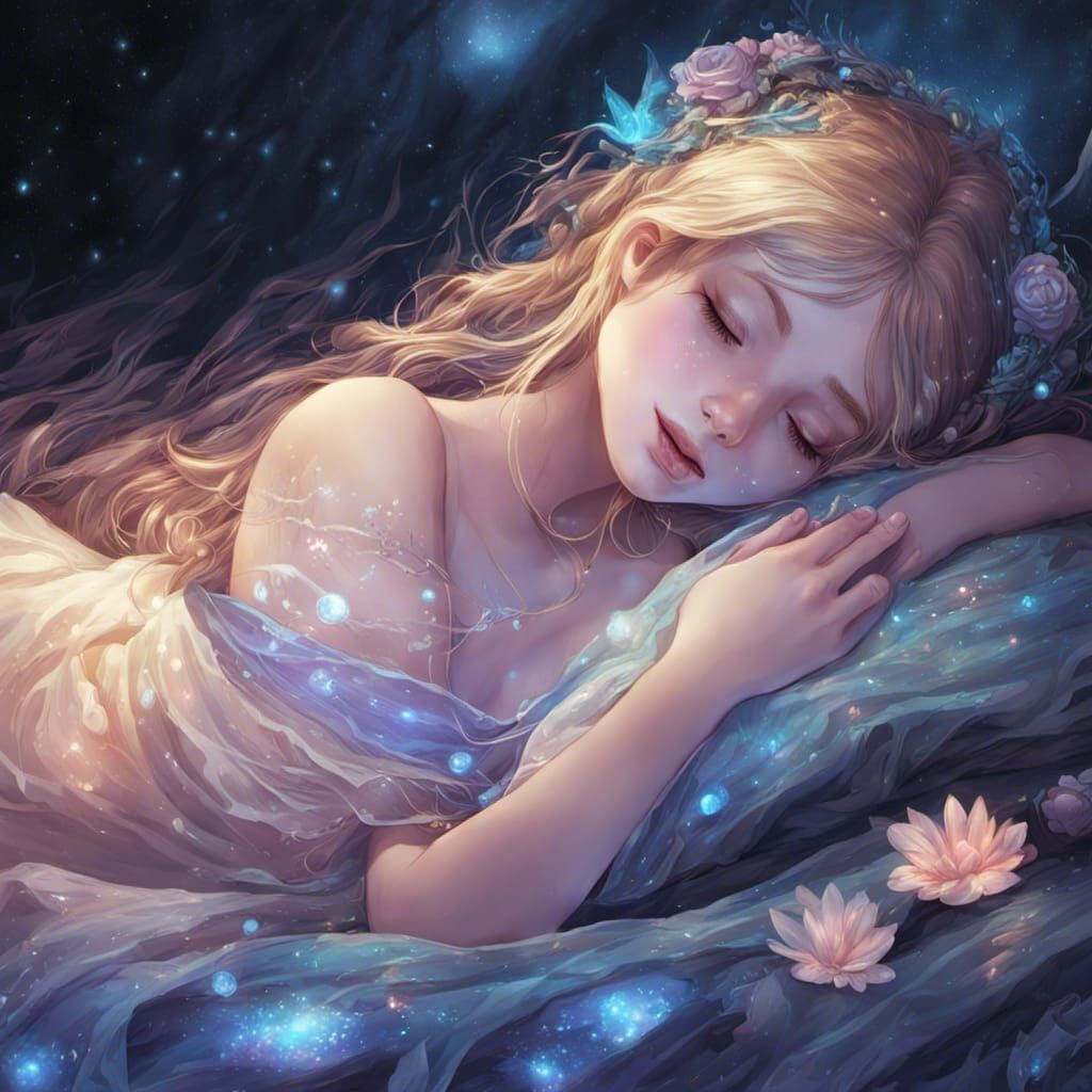 Bioluminescent Galaxy: Sleeping Beauty in Hyperreal Detail