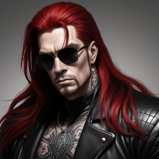 Hyperrealistic Demonic Wrestler in Bold, Striking Black Leat...