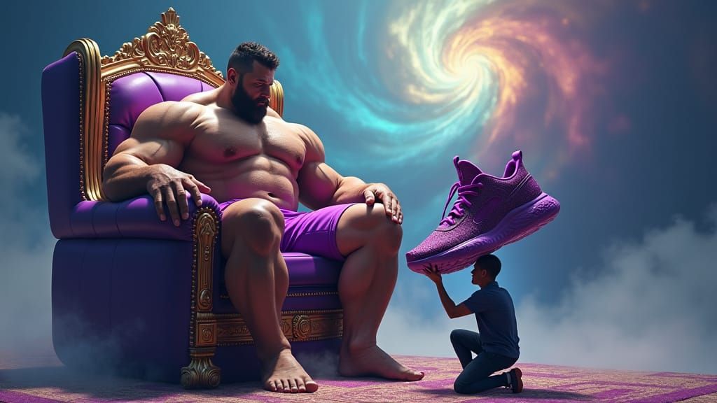 Titan Bodybuilder and Tiny Man: Fantasy Concept Art