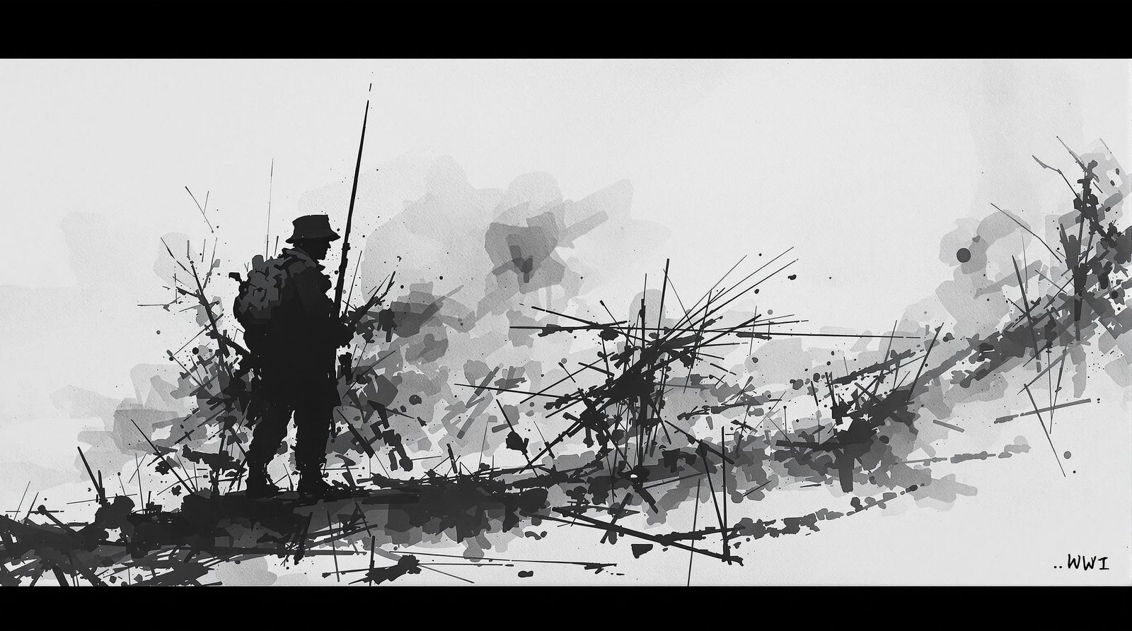 WWI Sketchy Abstract Ink Drawing